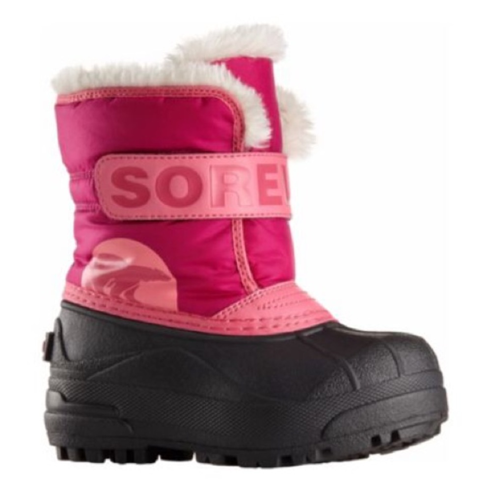 Pink Sorel toddler strapped snow commander boot